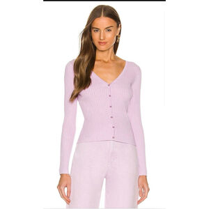 Rolla's Classic Rib V-Neck Button Front Cardigan in Lavender SZ Small